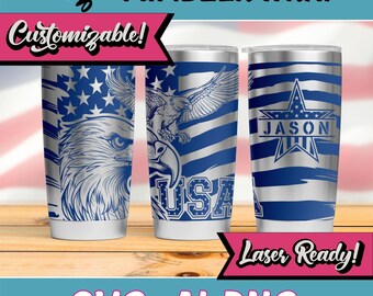 20oz Tumbler Wrap, USA Eagle, Patriotic Tumbler Wrap, July 4th Tumbler, svg tumbler wrap, png tumbler wrap, laser engraving wrap, Eagle wrap