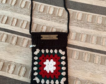 Crochet Granny Square Crossbody Bag: Handmade Cotton Purse