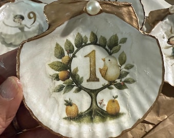 Hand-Crafted “12 Days of Christmas” Scallop Shell Ornaments