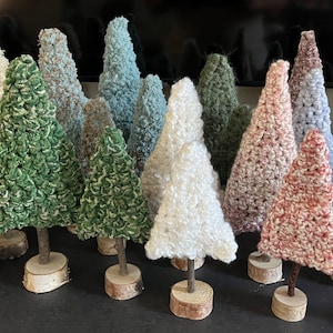 Rustic crocheted Christmas trees