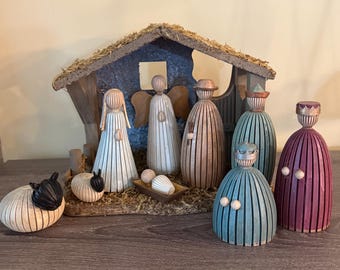 Modern Hand Painted Nativity