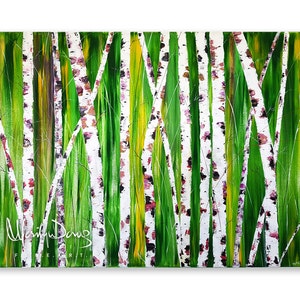 Giclee Print, Large Original Acrylic Art Print, Birch Forest, Landscape Print, Aspen Trees, MerilynDcruzFineArt