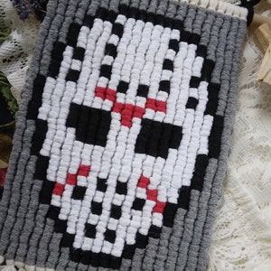 Handmade Macramé Jason&#39;s Mask Jason Vorhees Friday The 13th - Halloween Slasher Horror gore goes camping, hitching, textile, eclectic home