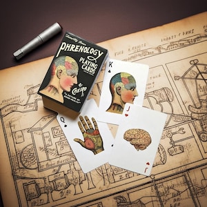 Playing Cards, Phrenology, Palmistry, Chirology, Vintage Medicine, Facereading, Palmreading, Medical, Poker Game, Gift, Grey Anatomy, Cult