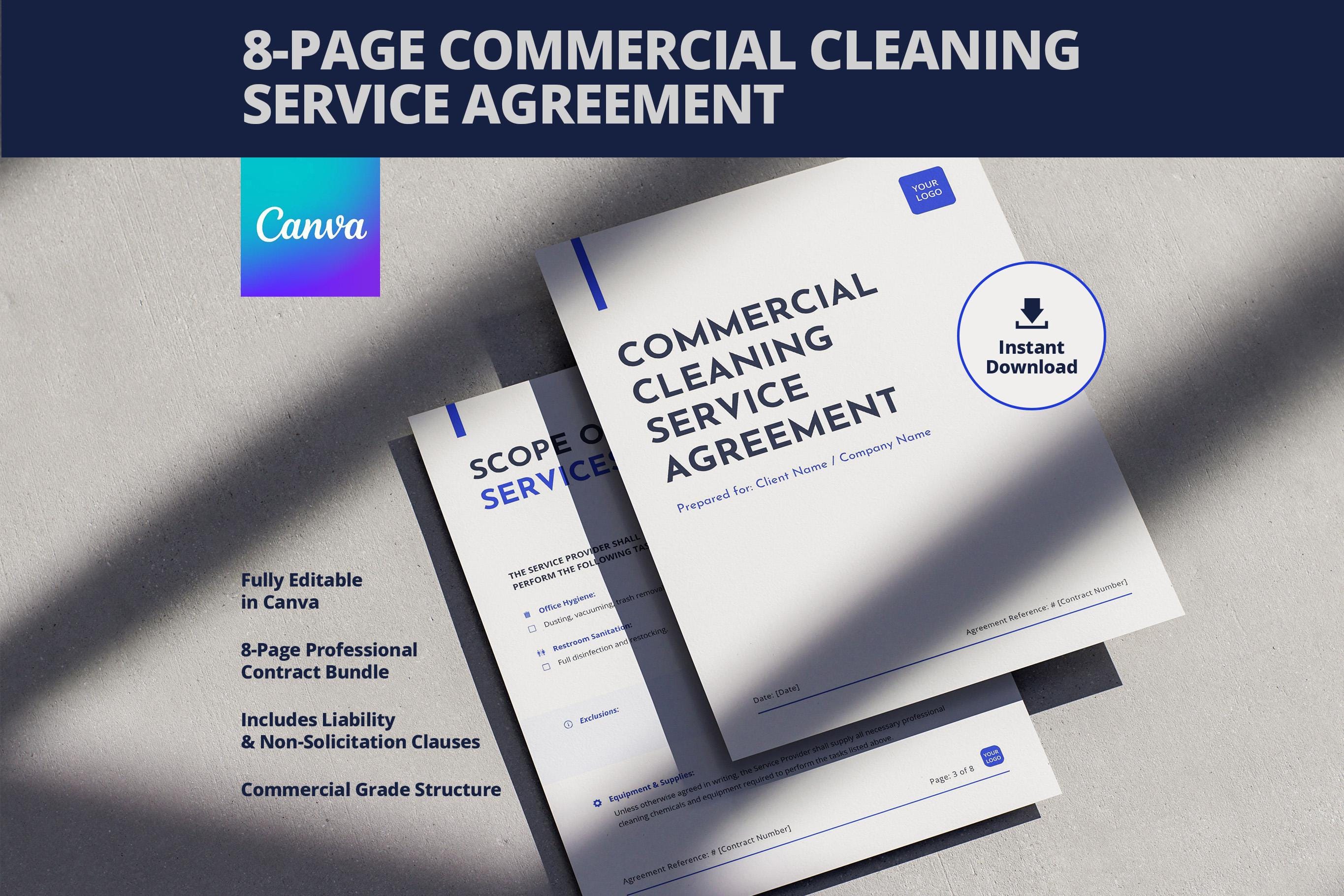 Cleaning Contract Template | Commercial Cleaning Service Agreement | 8 ...