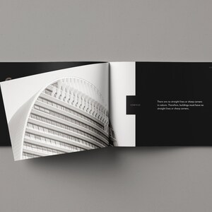 Minimalist Architecture Brochure Template with Dark Theme, Landscape Orientation, and Free Photos for Adobe InDesign and Affinity Publisher image 7