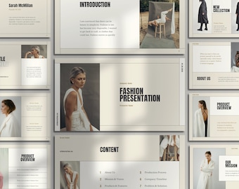 Minimalist and Elegant Fashion Presentation Template for PowerPoint - Earth Tones, Neutral Colours, Beige, Women, Stylish, Simple, Sleek