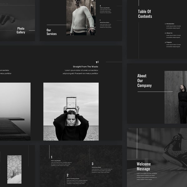 Black and White Photography Portfolio Company Portfolio Presentation Template for PowerPoint, Keynote, and Google Slides