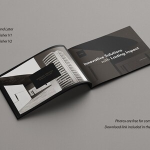 Minimalist Architecture Brochure Template with Dark Theme, Landscape Orientation, and Free Photos for Adobe InDesign and Affinity Publisher image 2