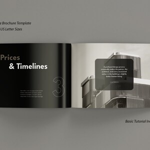 Minimalist Architecture Brochure Template with Dark Theme, Landscape Orientation, and Free Photos for Adobe InDesign and Affinity Publisher image 3