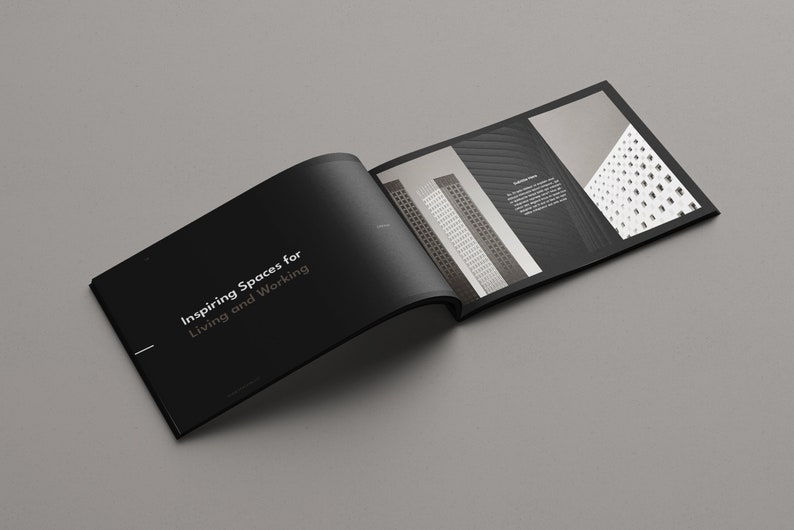 Minimalist Architecture Brochure Template with Dark Theme, Landscape Orientation, and Free Photos for Adobe InDesign and Affinity Publisher image 8