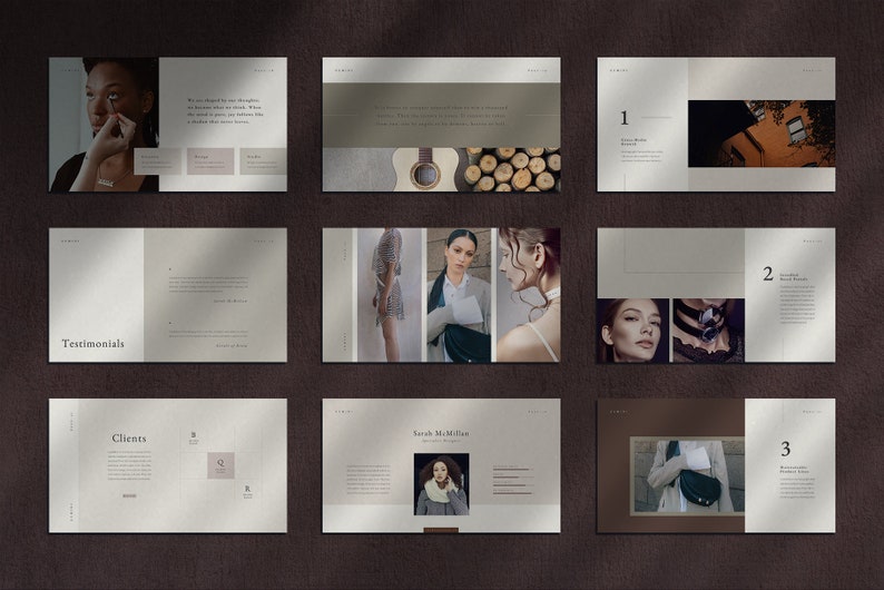 Earthy Fashion Company Profile Presentation Template for PowerPoint and Keynote with Neutral Colors image 8