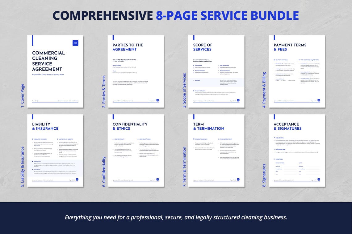 Cleaning Contract Template | Commercial Cleaning Service Agreement | 8 ...