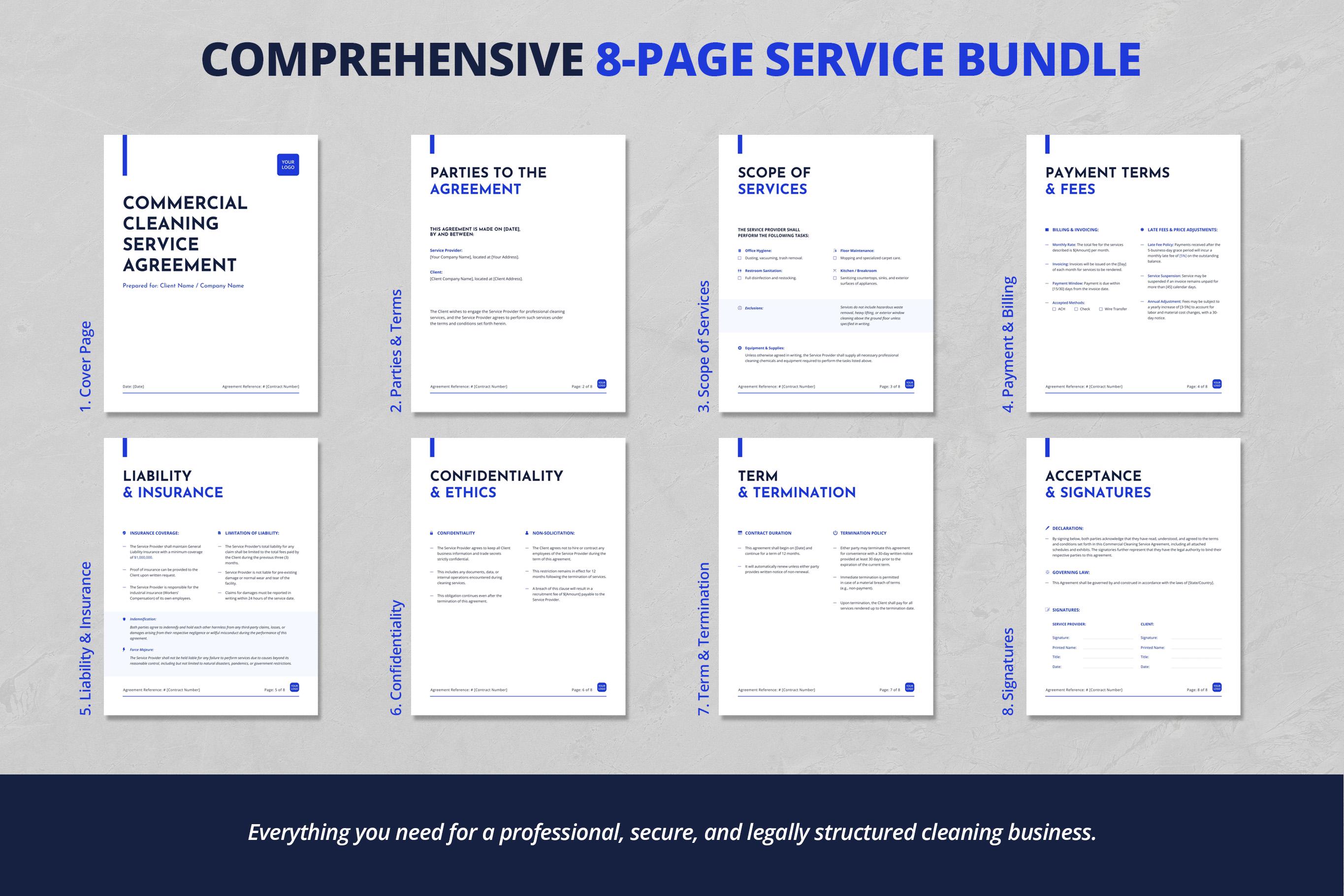 Cleaning Contract Template | Commercial Cleaning Service Agreement | 8 ...
