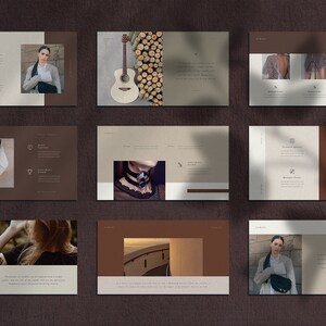May include: A collection of images showcasing various fashion items, including a white crochet top, a black choker necklace, a brown leather bag, and a red dress. The images are set against a neutral background with soft lighting.