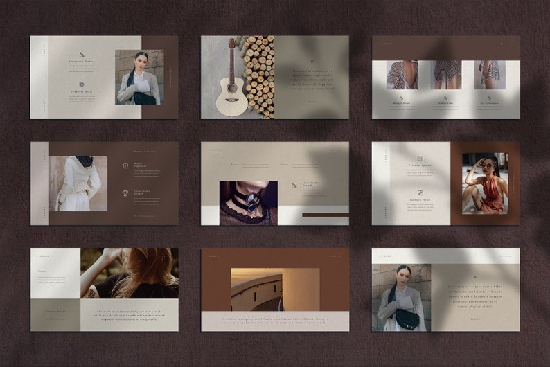 May include: A collection of images showcasing various fashion items, including a white crochet top, a black choker necklace, a brown leather bag, and a red dress. The images are set against a neutral background with soft lighting.