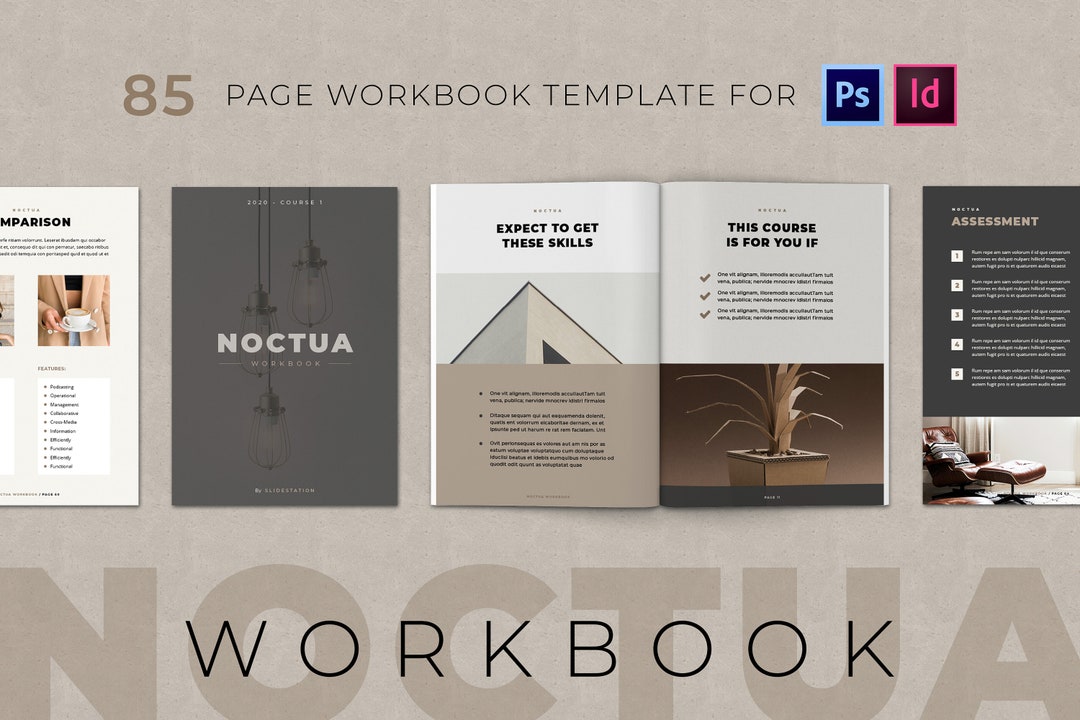 Beige, Brown and Black Workbook Creator for Indesign and Photoshop ...