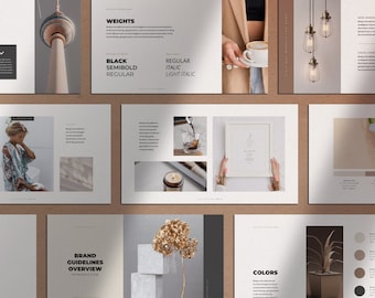 Noctua Minimal PowerPoint and Keynote Brand Guidelines Template with Neutral Colors, and Earth Tones
