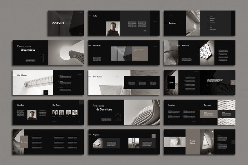 Minimalist Architecture Brochure Template with Dark Theme, Landscape Orientation, and Free Photos for Adobe InDesign and Affinity Publisher image 9