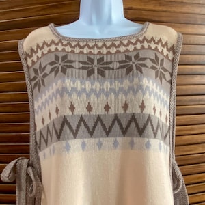 Vintage Open Sleeve with Ties Long Sweater Pull Over Fair Isle Style Size M/L