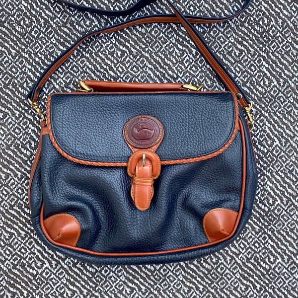 Vintage Dooney and Bourke Navy Crossbody/Satchel Leather Bag 1990's, Vintage Leather Handbag