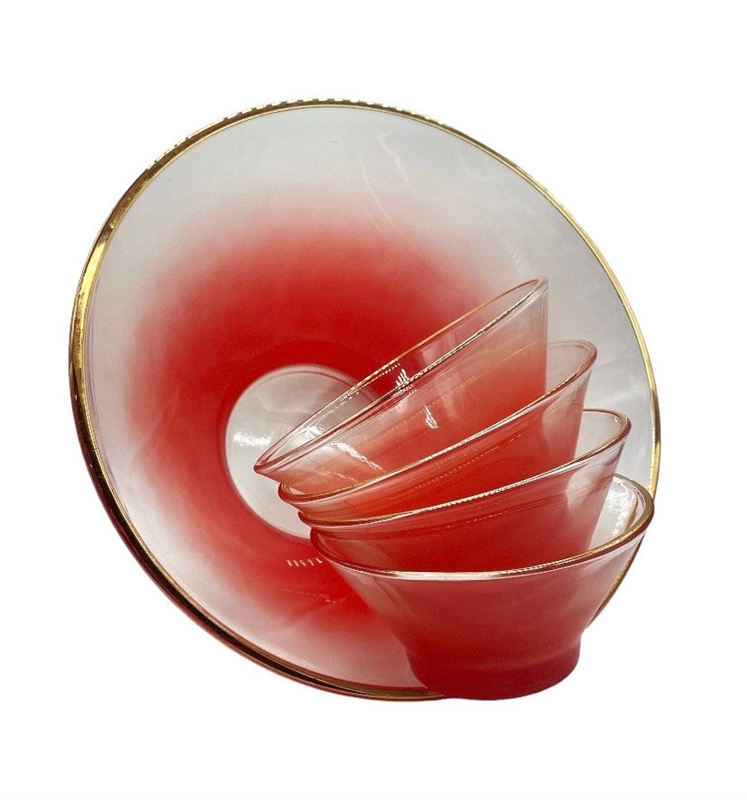 Blendo Chip and Dip Glass Bowl Set Red Blendo Bowls Blendo Etsy