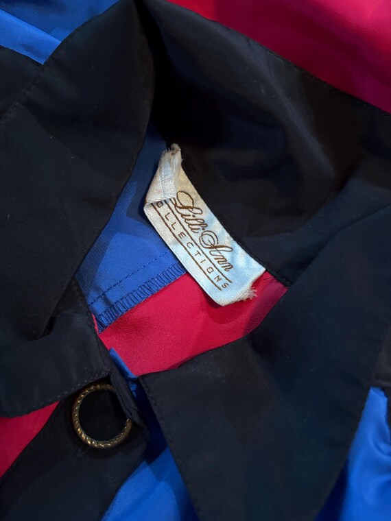90's Lilli Ann Color Block Silky Polyester Button… - image 9