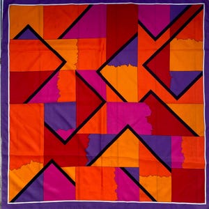 Vintage Mid Century Geometric Colorful Large Scarf