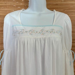 Vintage JC Penney Dead Stock Long Sleeved Nylon Nightgown White with Embroidery Size Small 1970's