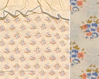 Vintage Country Floral Ruffled Double Flat Sheet, Cottagecore Farmhouse Floral Bedding by Sears and Roebuck
