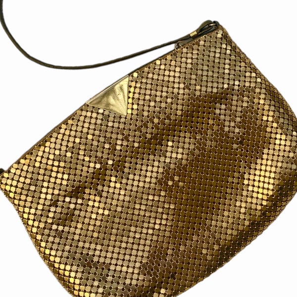 Gold Mesh Evening Bag 1980’s made by Bueno, Vintage Gold Mesh Handbag, Glam Handbags