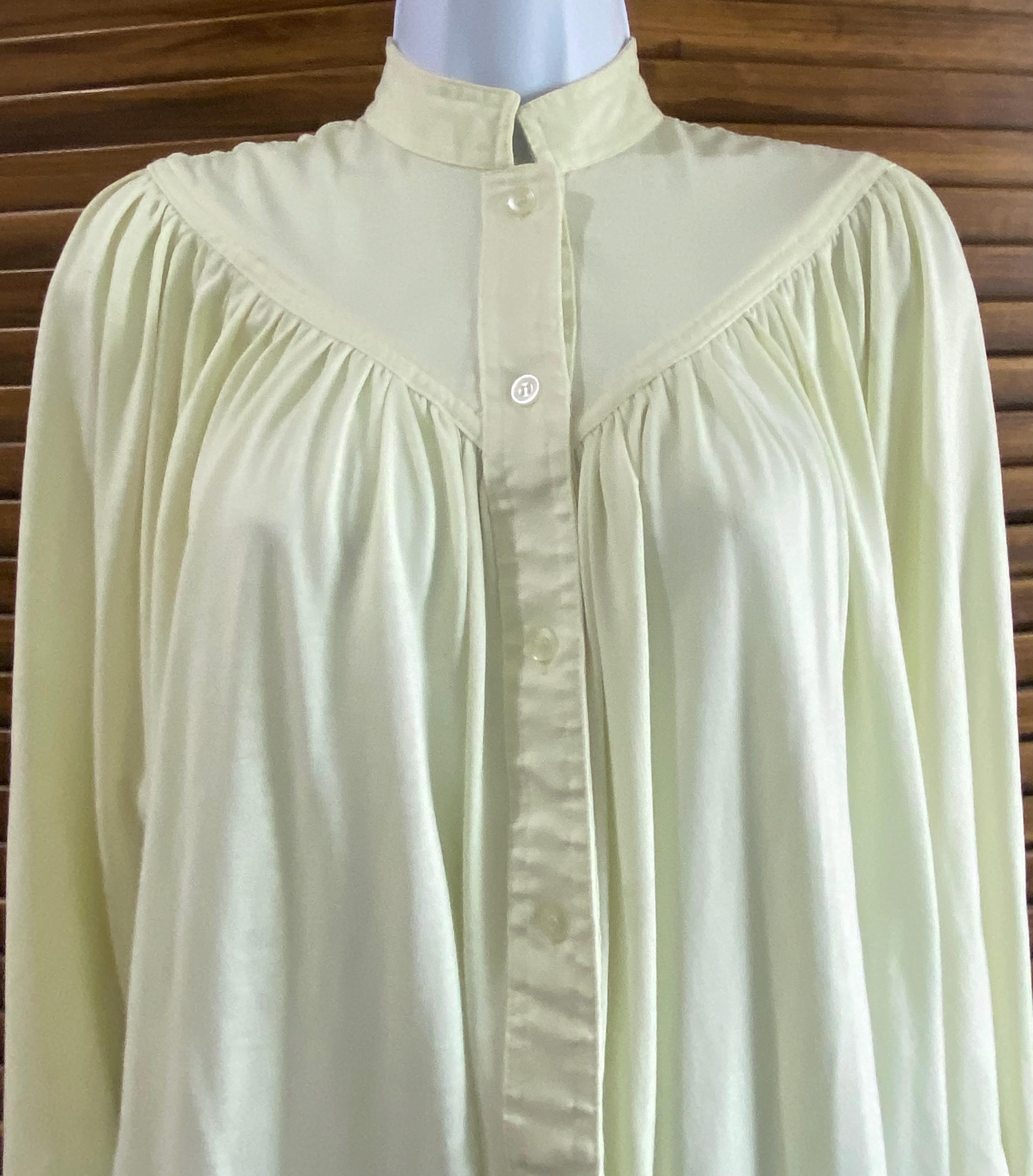 全国送料無料 Vintage Chez Blouse Loose Pleated Sleeved Long Lemon-lime Ox シャツ/ブラウス(長袖/七分)
