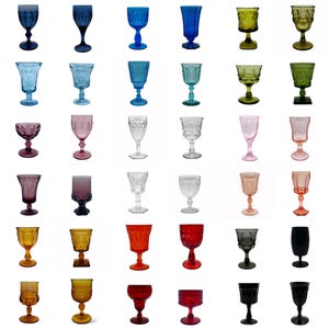 Vintage Colored Wine Glass Mismatched Glassware Set Mid Century Modern Barware Goblet: Choose Your Glasses to Build a Collection