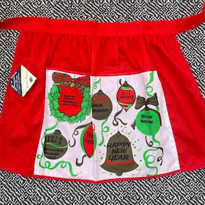 Vintage Christmas Holiday Half Apron with Tags