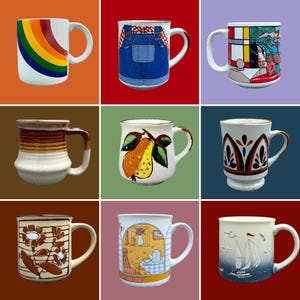 Retro Vintage Coffee Mug: Mid-Century Ceramic Drinkware