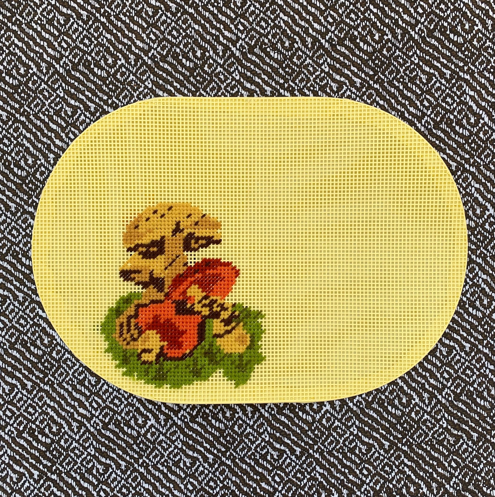 3 Vintage Mushroom Needlepoint Placemats Vintage Placemats Etsy