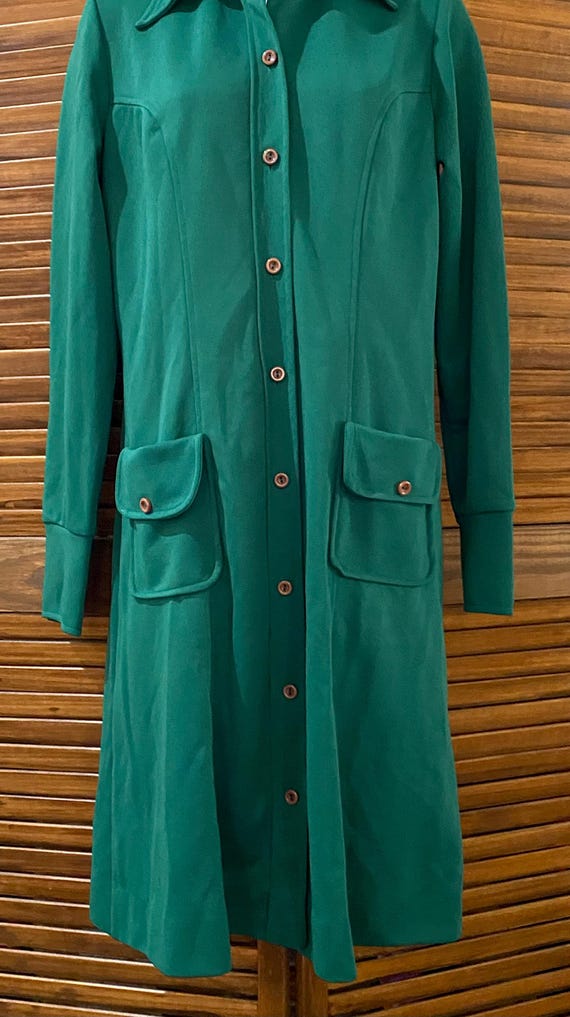 Vintage Women's Sears Knit Polyester Green Dress … - image 6