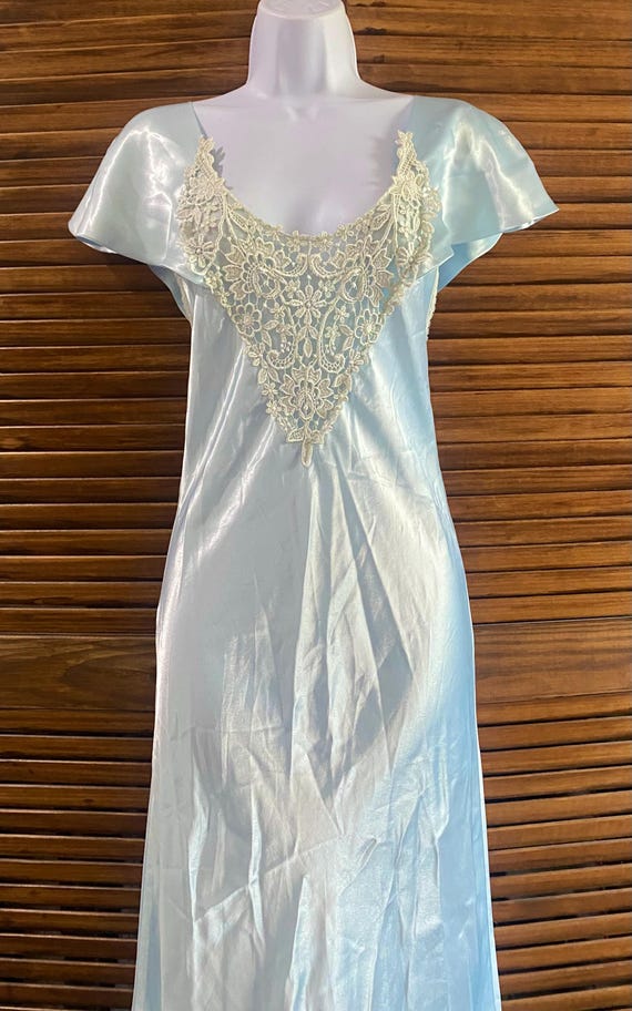Fantasy blue ice silk high-end suspender nightgown main image 0
