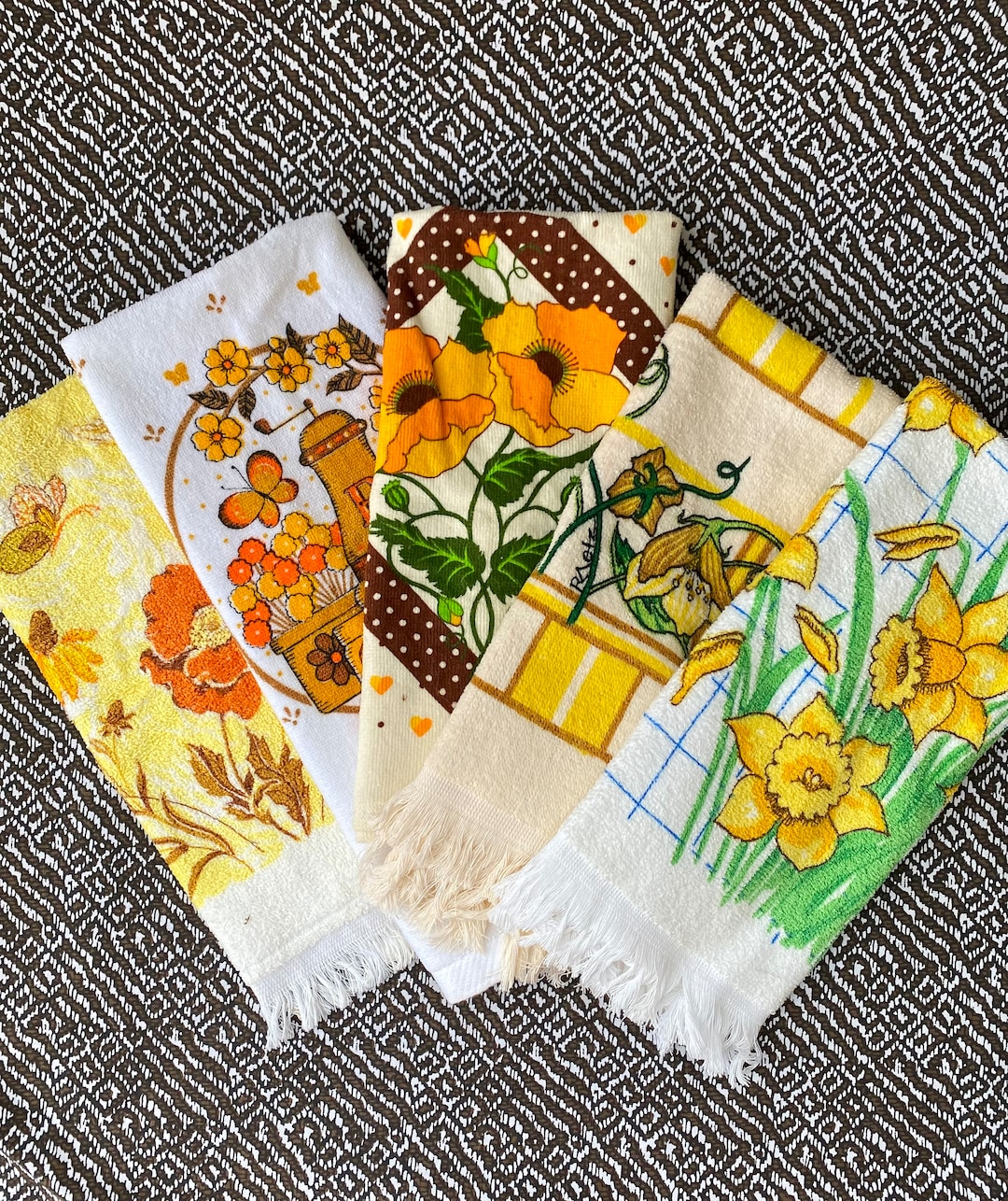 5 Vintage Terry Kitchen Towels 1970's-1980s - Etsy