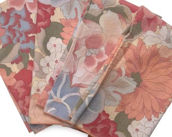 4 Piece Floral Napkin Set, Boho Pastel Tropical Print Botanical Cloth Dinner Napkins