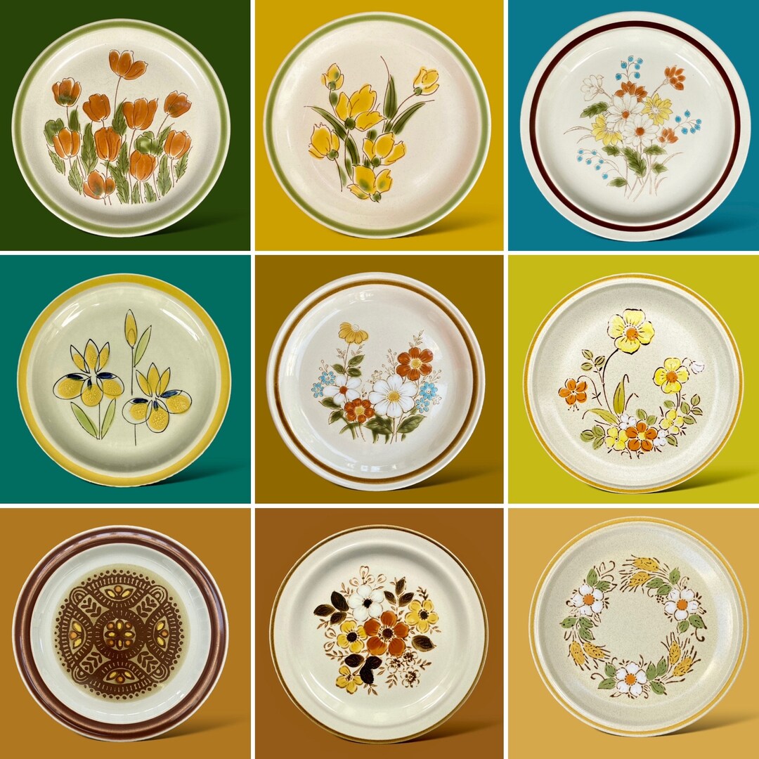 Vintage Stoneware Plates Mismatched Stoneware Plate Etsy