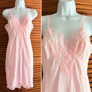 Vintage Sears Pale Pink and Lace Full Slip with Adjustable Straps Size 34 1960&#39;s