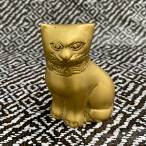 Small Brass Cat Knick Knack Figurine 3&quot;