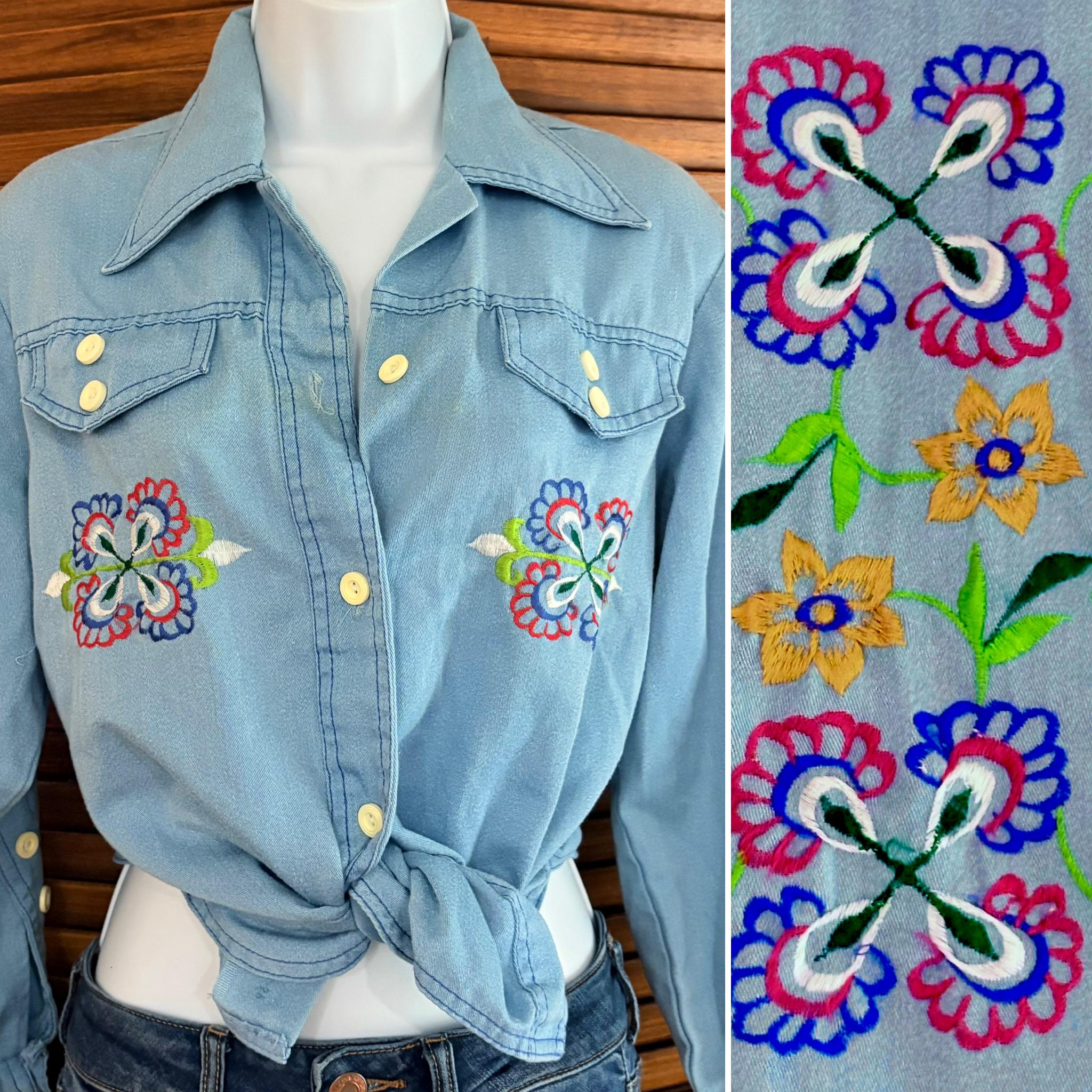 Vintage 70s Embroidered Top - Etsy