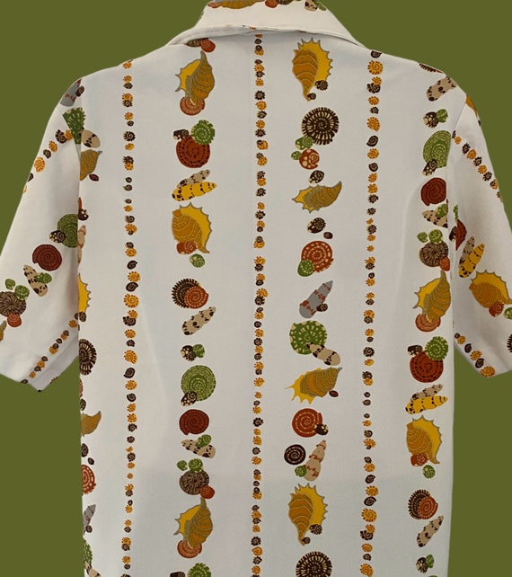 Retro 70's Seashell Polyester Shirt, Vintage 70's… - image 5