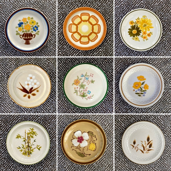 UPDATED 04/23 Vintage Stoneware Plates, Mismatched Stoneware Plate, Stoneware Salad Plate, Vintage Dishes, 70's Dinnerware