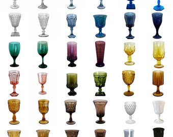 Colored Goblets 6/22 ~ Vintage Wine Glass ~ Colored Wine Glass ~ Rainbow Glassware ~ Wine Goblet ~ Choose Your Collection by Valmont Vintage