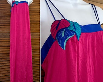 Vintage Correlation Hot Pink Strapless Nightgown M: 1980's