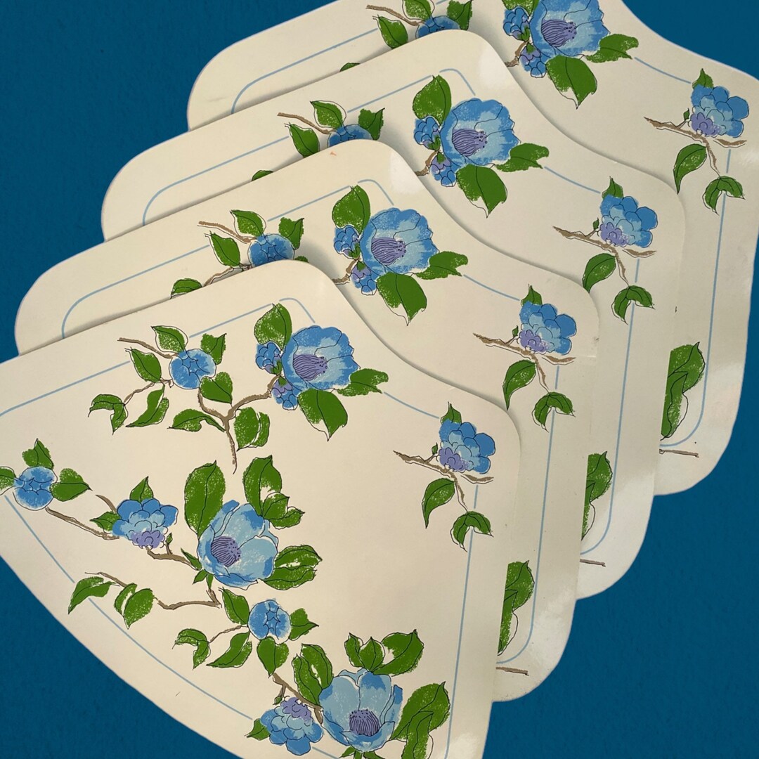 4 Vera Vinyl Floral Placemats Easy Clean Placemats Vinyl Etsy