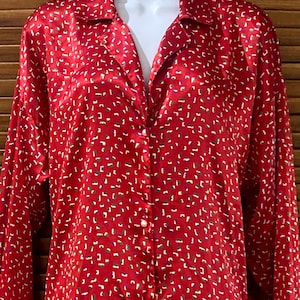 Vintage Victoria&#39;s Secret Red Satin Confetti Sleep Shirt M/L